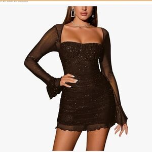Chic Sparkly Brown Dress